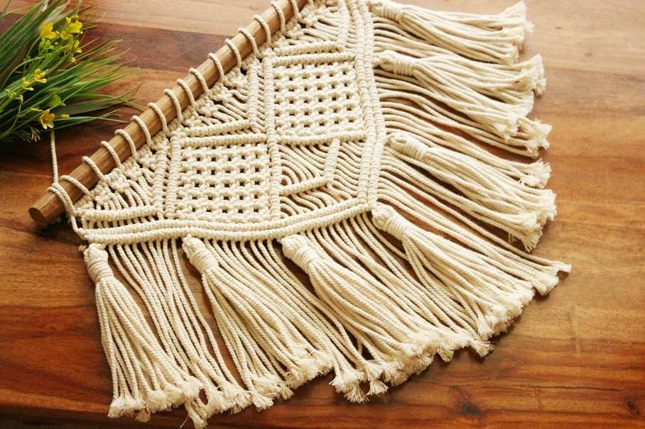Boho tassel ECO friendly cotton macrame handmade wall decor 01