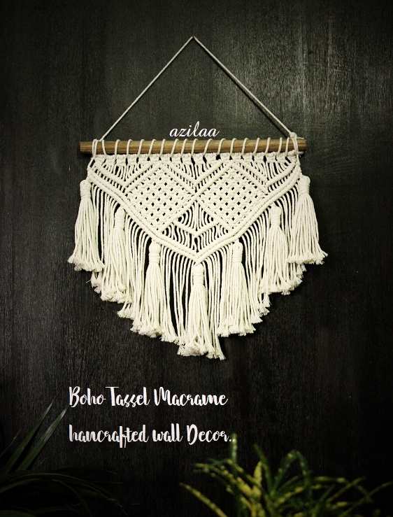 Boho tassel ECO friendly cotton macrame handmade wall decor 01