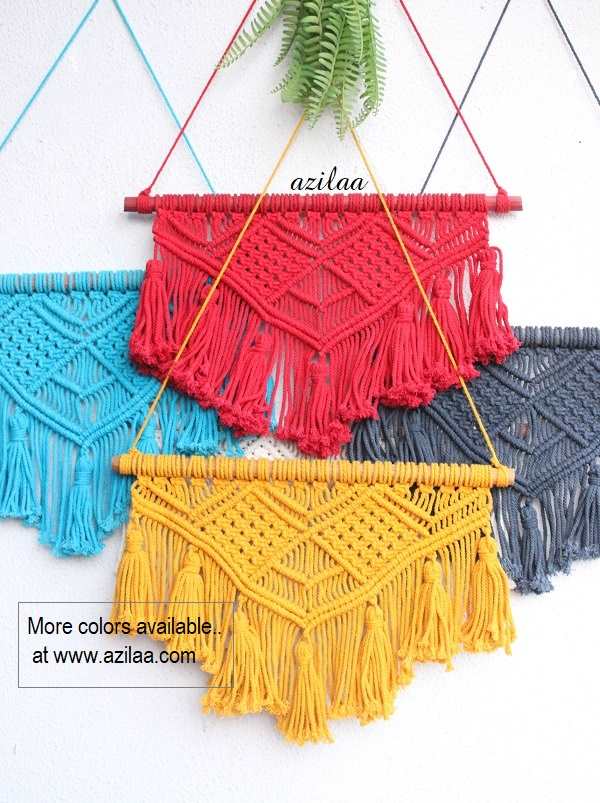 Boho tassel red macramé handmade tapestry wall décor 01
