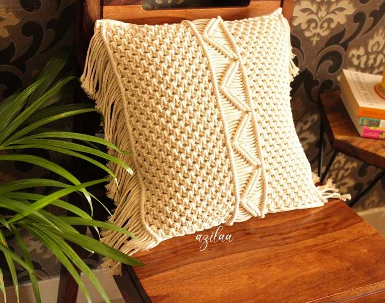 Boho ECO friendly Off white macramé handmade cushion cover