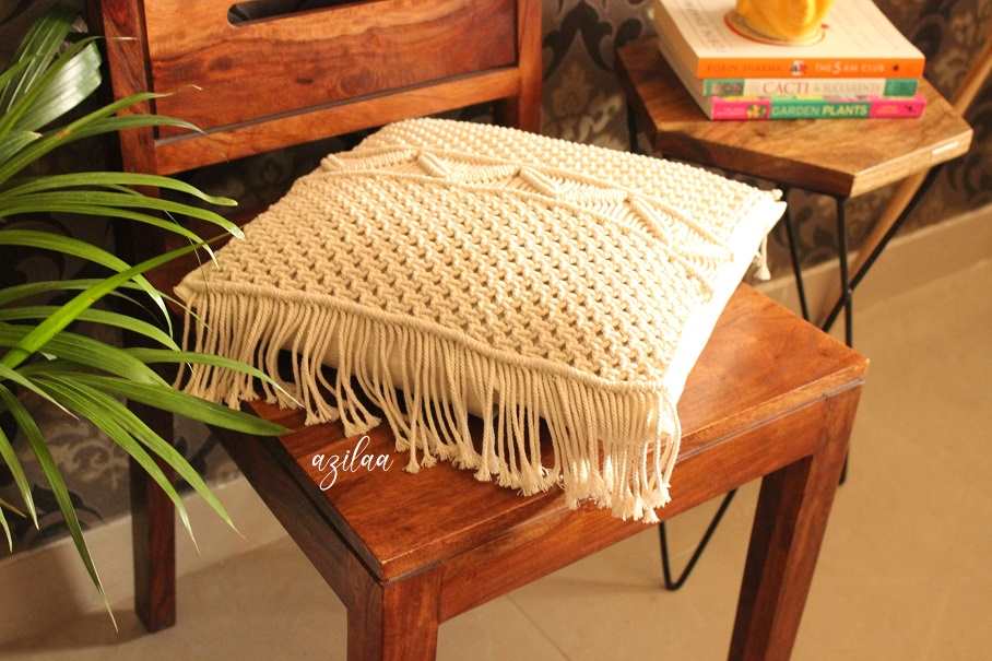 Boho ECO friendly Off white macramé handmade cushion cover