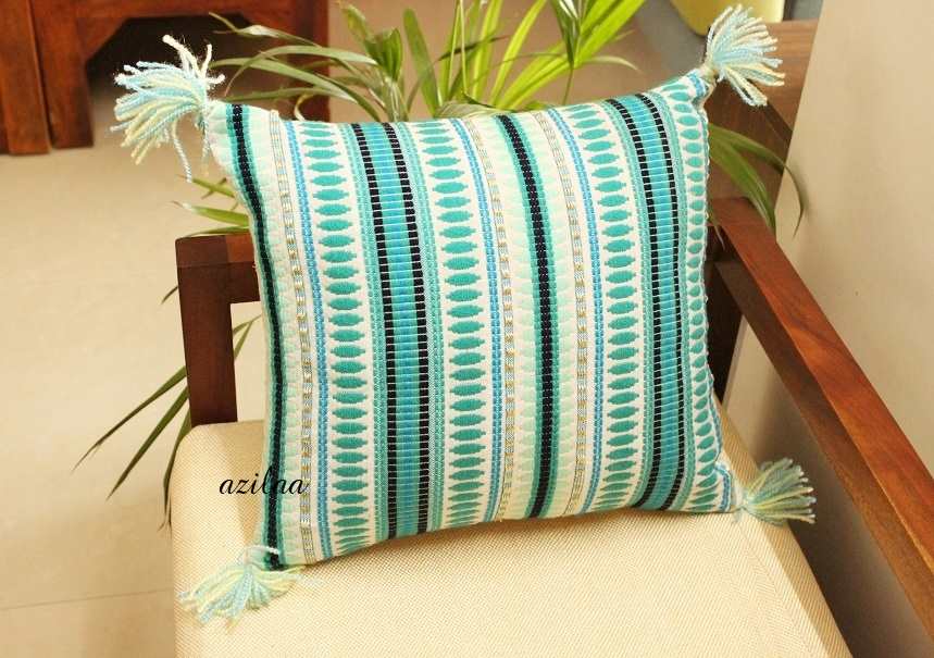 Aqua blue handloom handmade cushion covers
