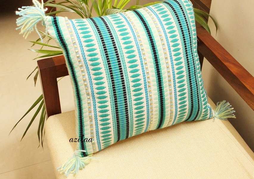Aqua blue handloom handmade cushion covers
