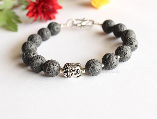 Buddha Lava stone beaded bracelet
