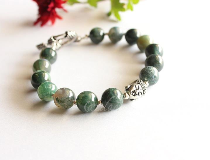 Buddha moss agate healing gemstone beaded Bracelet