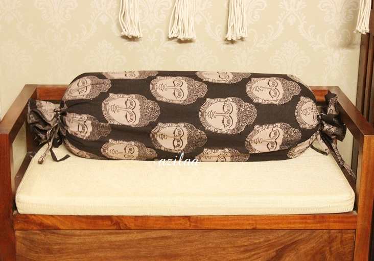 Buddha printed cotton handmade bolster cover