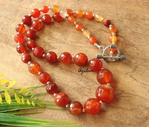  Red agate gemstone handmade necklace