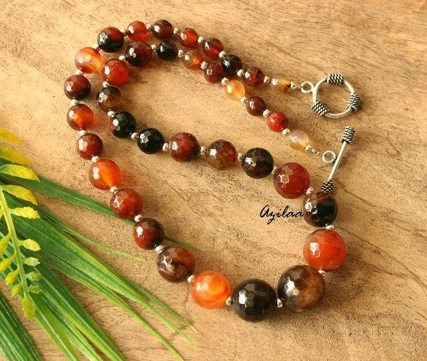 Burnt Red agate gemstone handmade necklace
