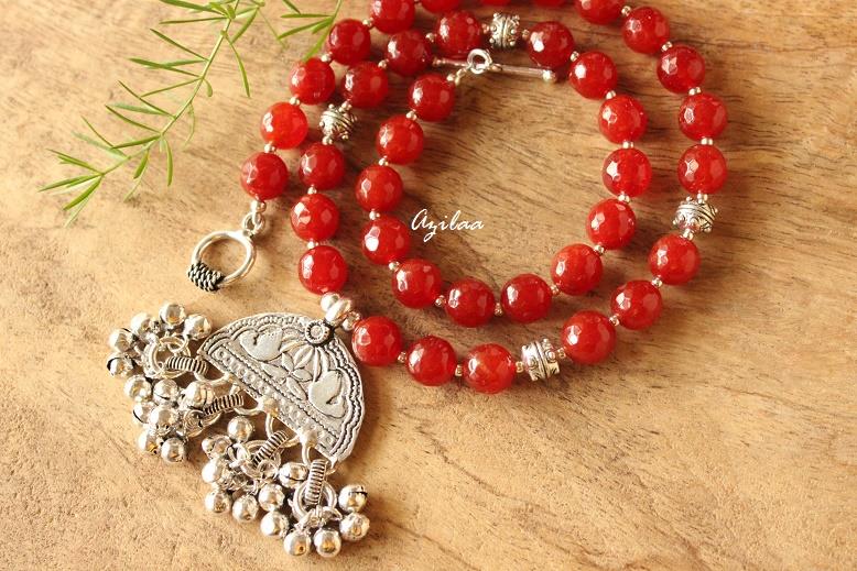 Burnt orange agate gemstone handmade Pendant necklace earring