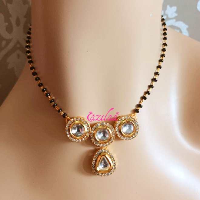 CZ golden Mangalsutra earrings set