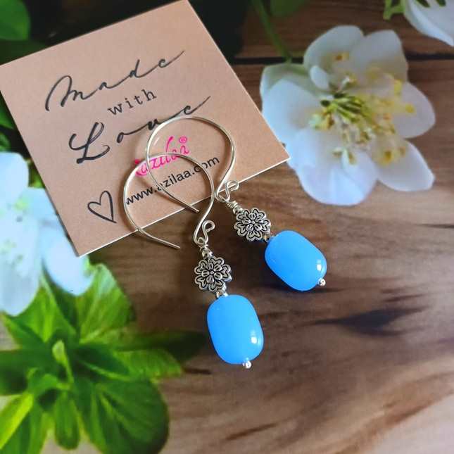 Calm and Serene Blue Flower Dangler Earrings
