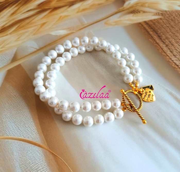 Chic Pearl double layer antique golden bracelet