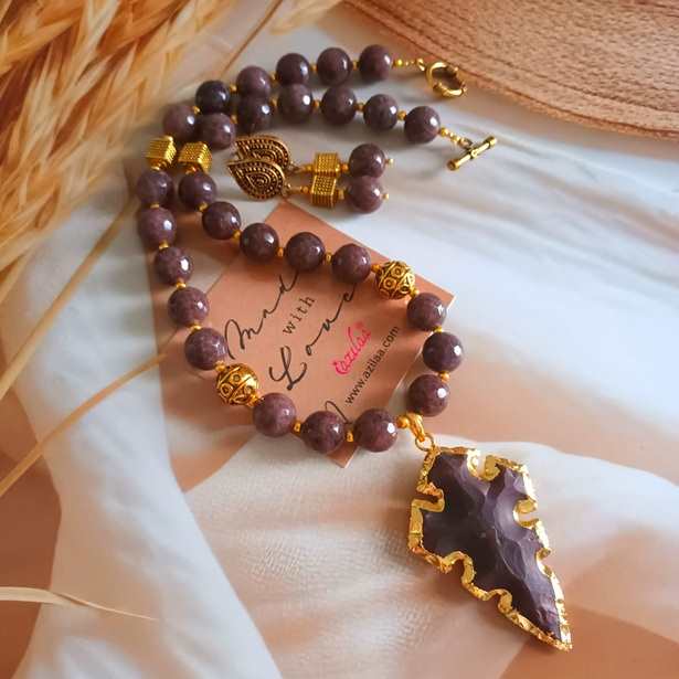 Chocolate Brown gemstone handmade necklace set