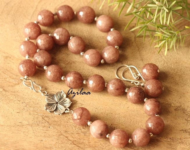 Chocolate Light Brown agate gemstone handmade necklace set