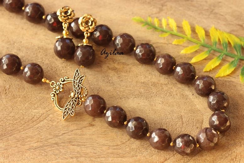 Chocolate brown gemstone artisan handmade necklace set