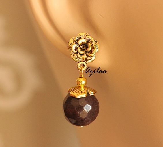 Chocolate brown gemstone artisan handmade necklace set