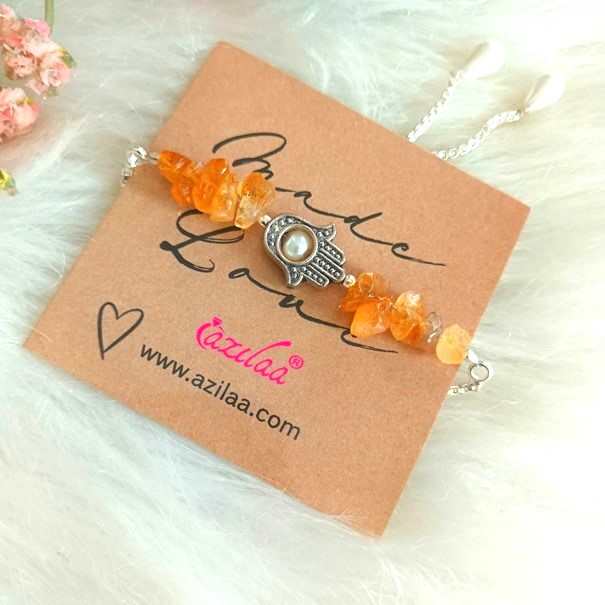 Citrine Designer gemstone chain charm adjustable bracelet