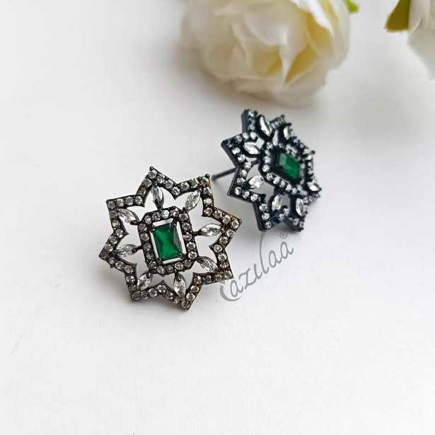 Classic pearl choker black green pendant necklace set