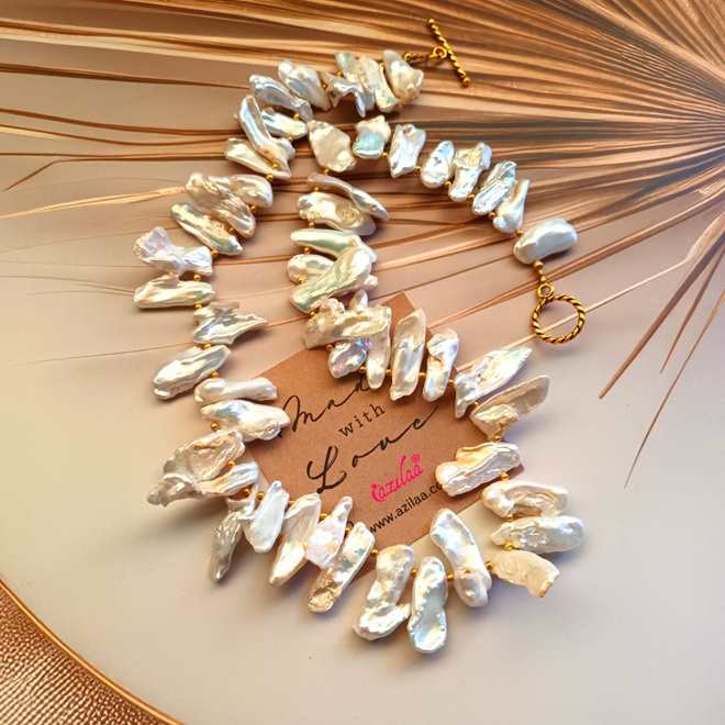 Contemporary Designer Biwa pearl necklace