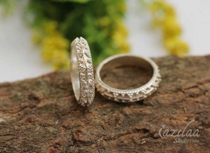 Couple rings sterling silver artisan handmade band ring