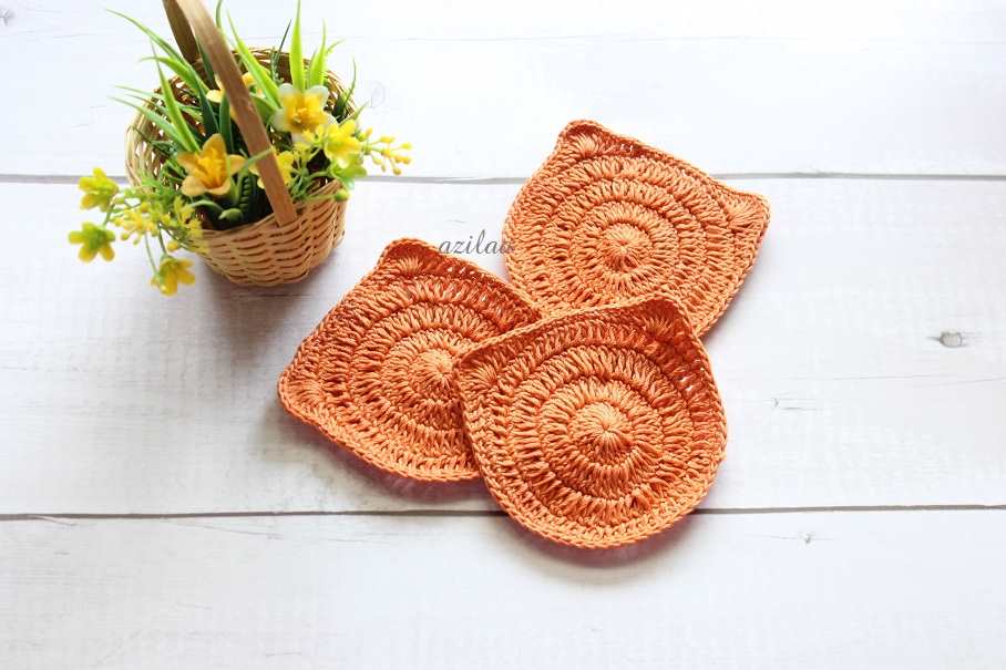 Cute Eco friendly bear tea coaster handmade 6 Pcs