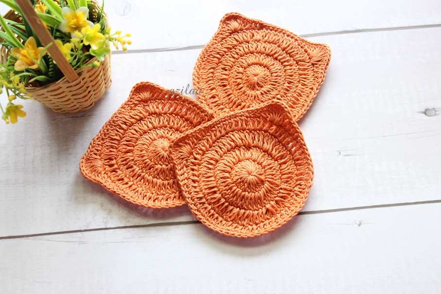 Cute Eco friendly bear tea coaster handmade 6 Pcs