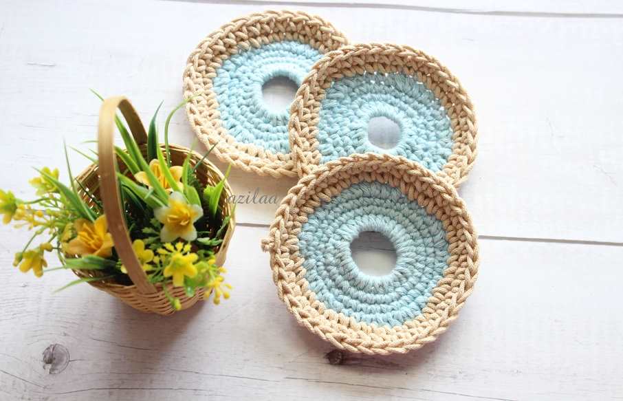 Cute Eco friendly donuts coaster handmade 6 Pcs
