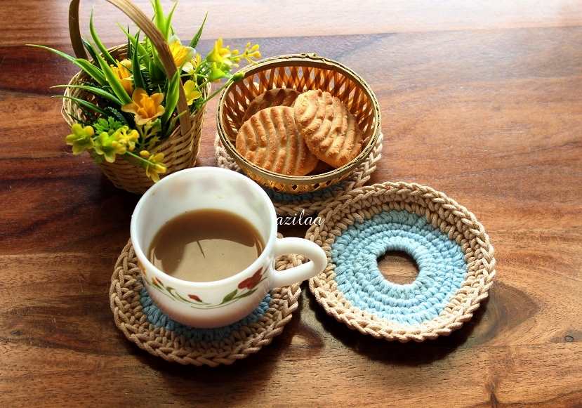 Cute Eco friendly donuts coaster handmade 6 Pcs