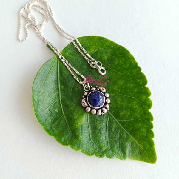 Cute Lapis lazuli gemstone Sterling silver charm handmade Pendant