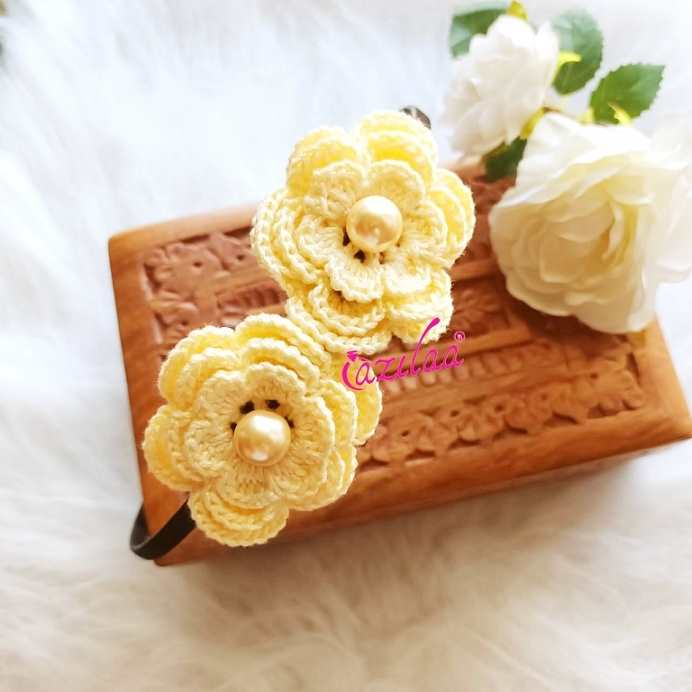 Cute cream handmade crochet flower headband
