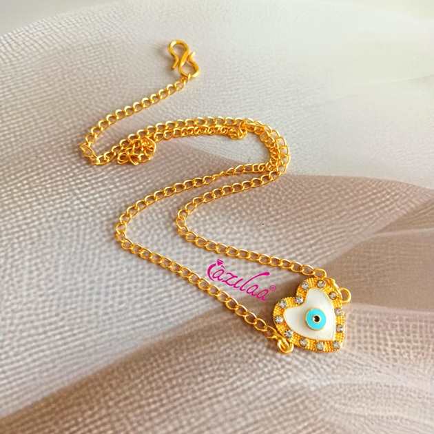 Dainty White Evil eye charm chain necklace 