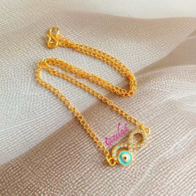 Dainty light blue Evil eye charm chain necklace 