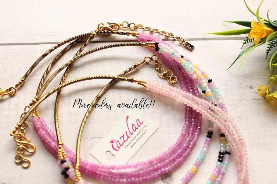 Dainty pastels antique golden necklace earrings 