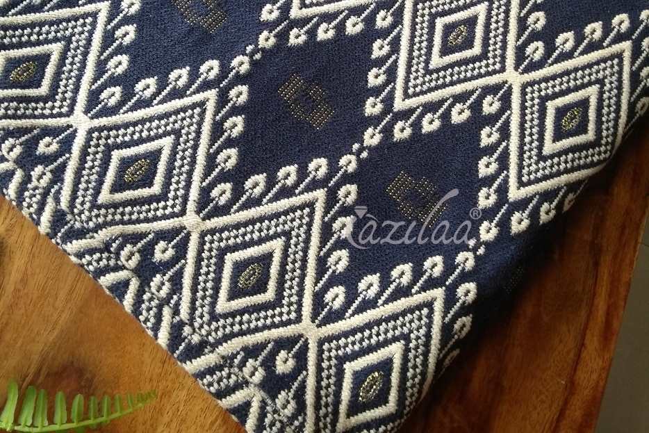 Dark Blue geometric handloom handmade runner