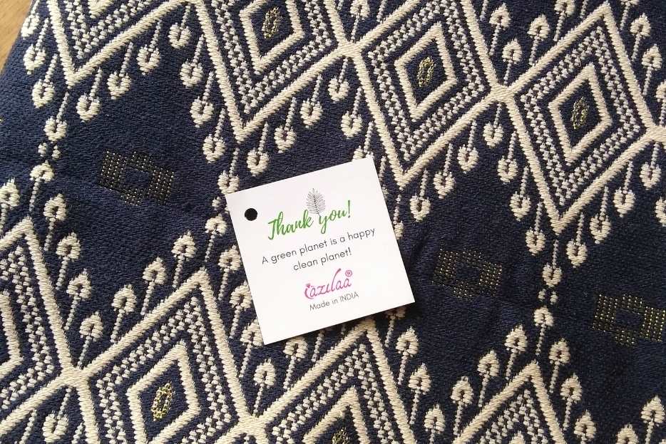 Dark Blue geometric handloom handmade runner