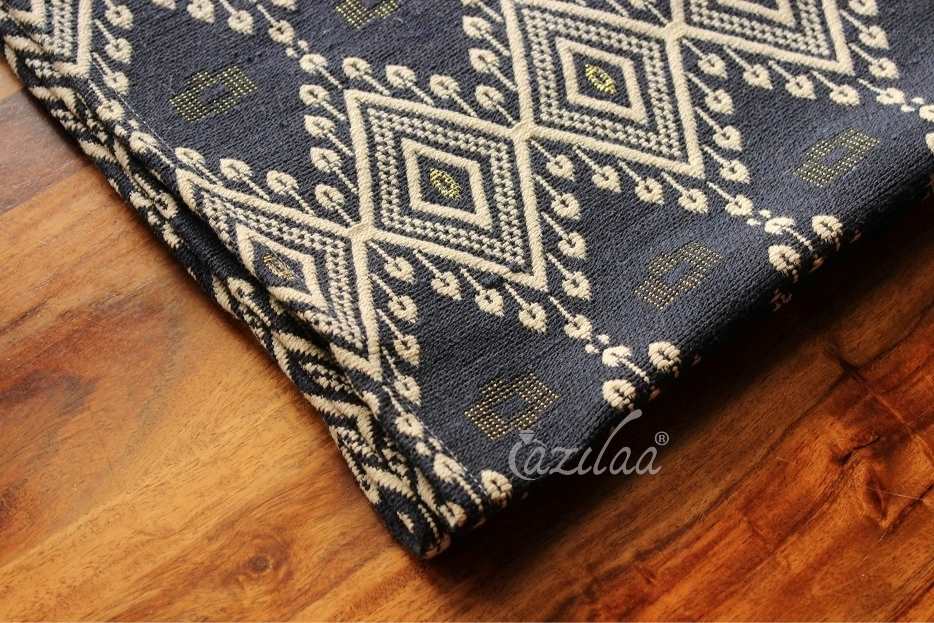 Dark Blue geometric handloom handmade runner