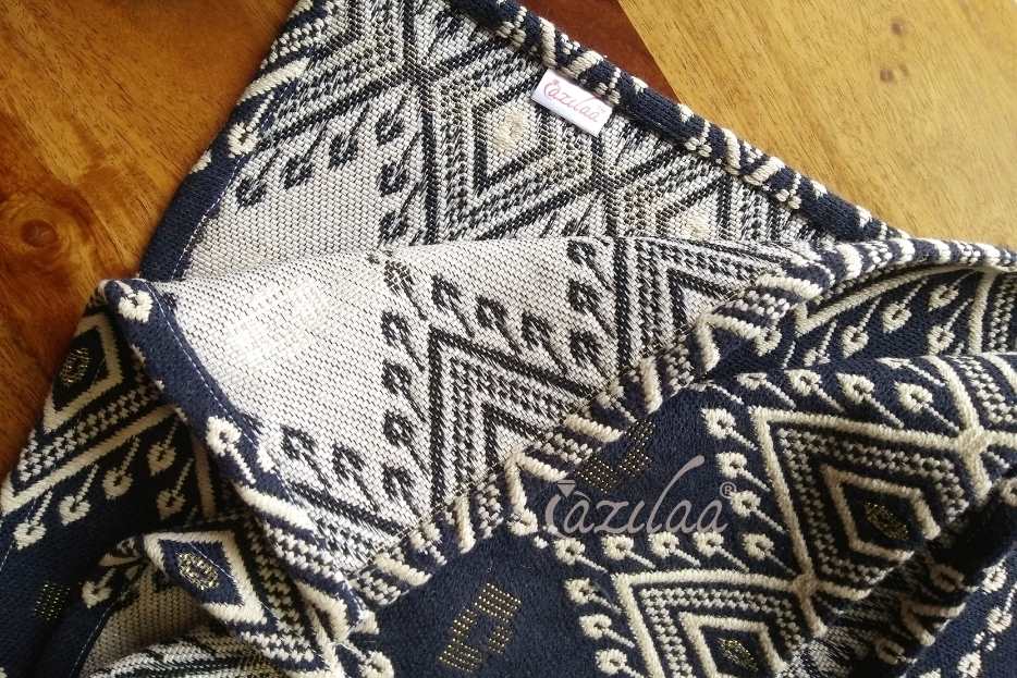 Dark Blue geometric handloom handmade runner