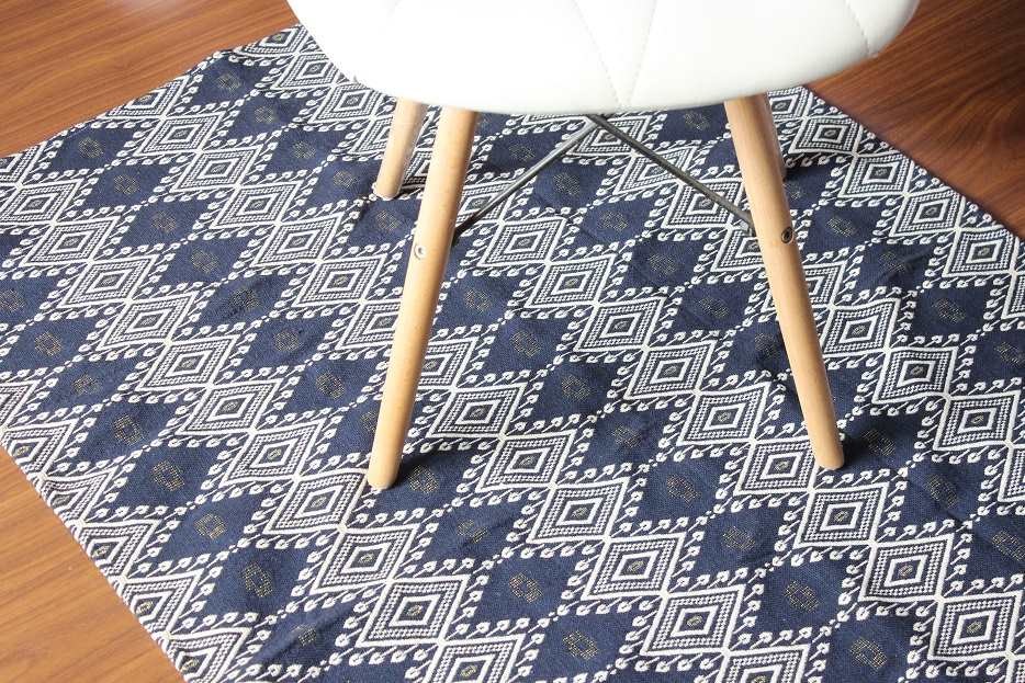 Dark Blue geometric handloom handmade runner