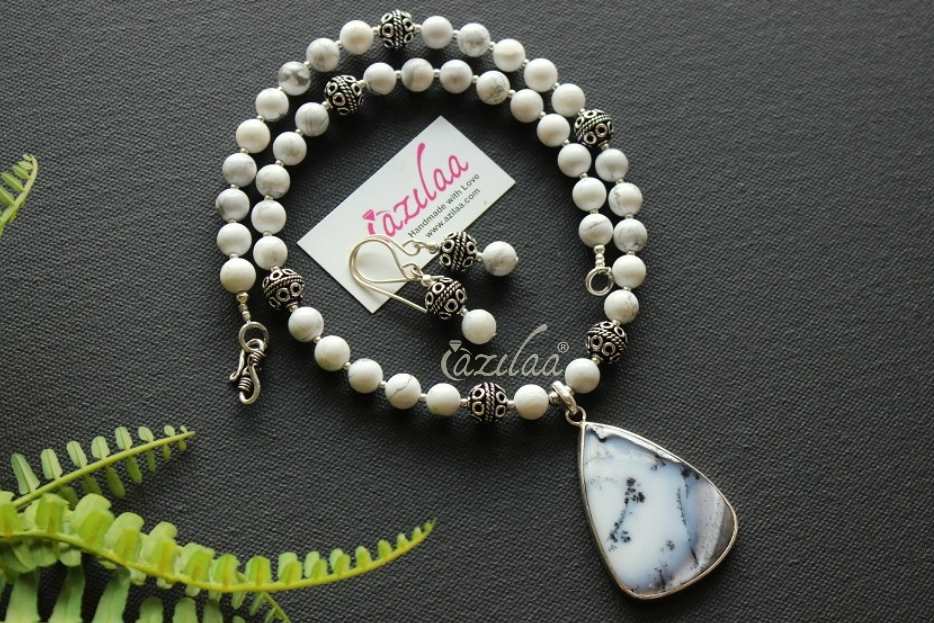 Dendrite opal sterling silver gemstone pendant handmade necklace 