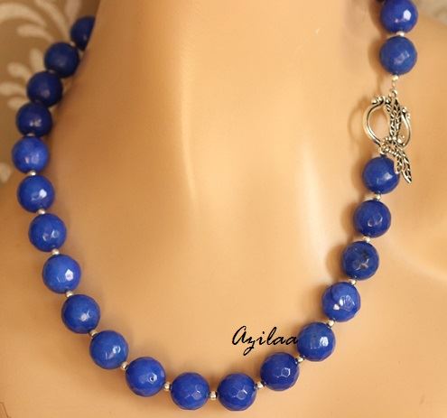 Designer Blue agate gemstone artisan handmade necklace set