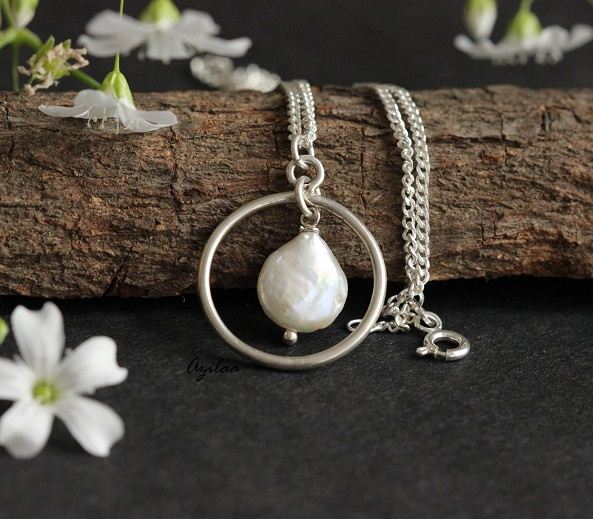 Designer Pearl pendant Gemstone sterling silver handmade Pendant