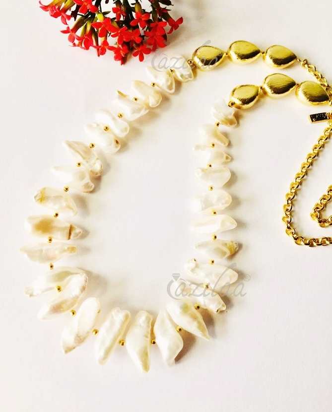  Designer Pearl Gemstone beaded gold plated Necklace set