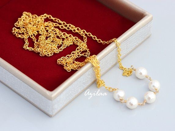 Designer Pearl Long golden layered neckalce