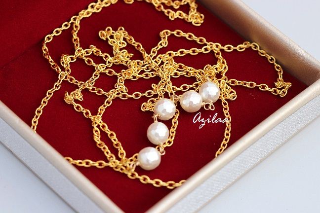 Designer Pearl Long golden layered neckalce