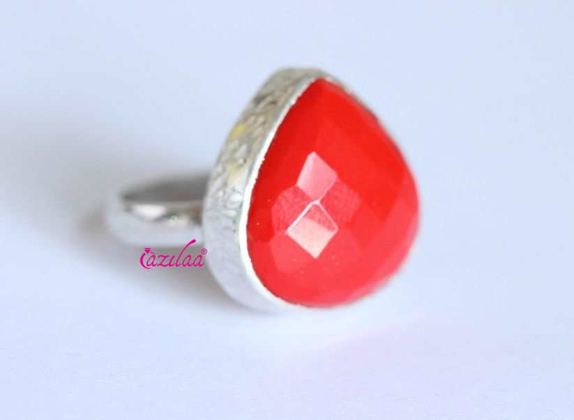 Designer Red gemstone Sterling silver gemstone ring