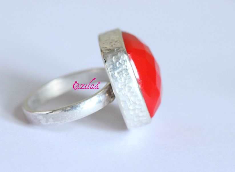 Designer Red gemstone Sterling silver gemstone ring