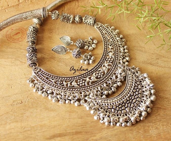 Designer statement jewellery set, Ethnic necklace and earrings