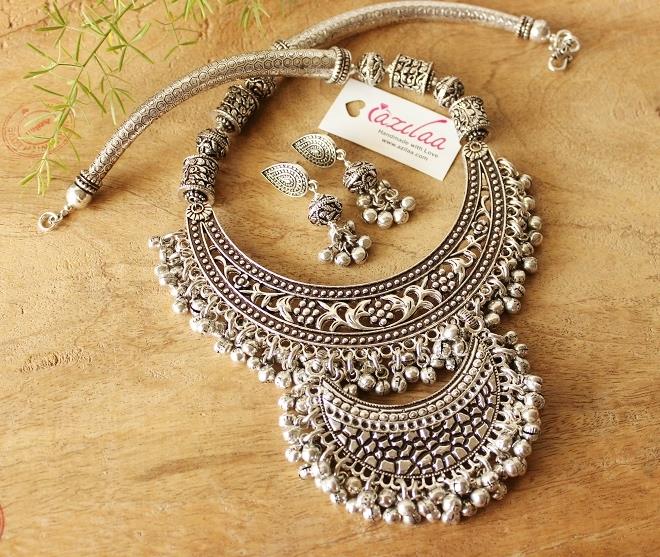 Designer statement jewellery set, Ethnic necklace and earrings