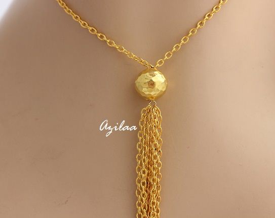 Designer Tassel gold ball necklace 