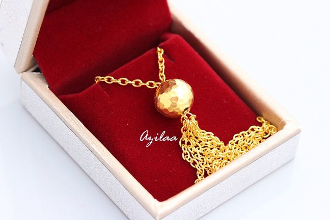 Designer Tassel gold ball necklace 